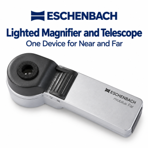 Eschenbach Mobilux Far 3.2x lighted handheld magnifier and 2.5x telescope for near and distance viewing