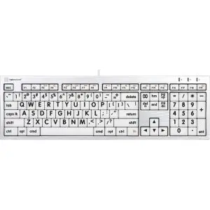 Slimline Large Print Keyboard - Black on White for Apple/Mac