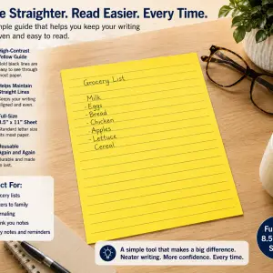 Yellow Bold Line Writing Paper for Low Vision – 100 Sheets, 8.5" x 11" High Contrast Writing Paper with Dark Black Lines – Writing Aid for Seniors, Elderly, Visually Impaired & Handwriting Support
