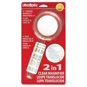 3X Round Magnifier with 2X Bar Magnifier - 2 in 1