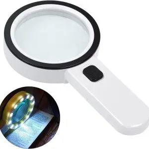 30X LED Lighted Handheld Magnifier Extra Large Lens