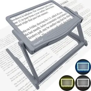 5X Large LED Full Page Magnifying Glass with Detachable Hands-Free Stand