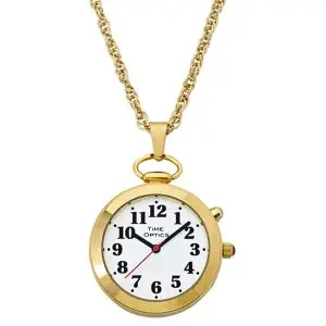 Ladies Gold Talking Pendant Watch with White Face – Choice of Male or Female Voice