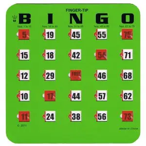 Easy Read Bingo Cards With Finger Tips, 1 Card