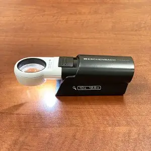Eschenbach 10X Mobilux LED Lighted Pocket Magnifier and Mobase Stand