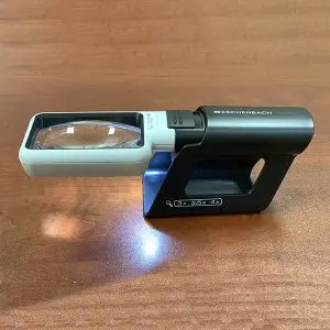 Eschenbach 3X Mobilux Rectangular LED Lighted Pocket Magnifier and Mobase Stand