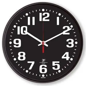 Chicago Lighthouse 12.75″ Low Vision Wall Clock – Black Face with Large White Numbers