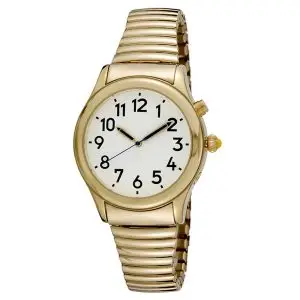 Men’s Gold-Tone Talking Watch for Low Vision – Dual Voice & Alarm