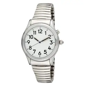 Men’s Talking Watch for Low Vision – Silver Tone, Dual Voice & Alarm