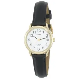 Timex Women's Indiglo Watch Gold with Date, Leather Band
