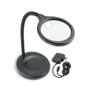 Carson 2X LED Lighted Flexible Gooseneck Stand Magnifier
