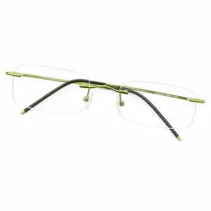 Eschenbach green rimless rectangle reading glasses