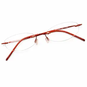 Eschenbach red rimless reading glasses with oval lenses and lightweight metal frame