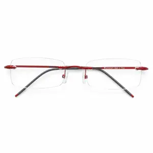 Eschenbach red rimless rectangle reading glasses for near vision reading and close-up tasks