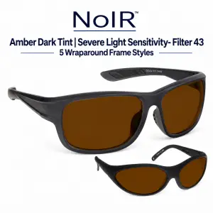 NoIR Filter 43 dark amber wraparound glasses for severe light sensitivity