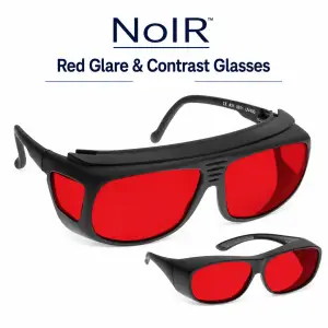NoIR red glare and contrast glasses with two red lens frame styles