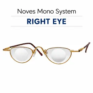 Noves Mono System right-eye monocular magnifying glasses in gold