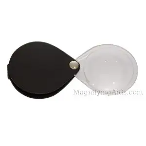 6X Eschenbach Leather Folding Teardrop Pocket Magnifier - Black