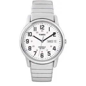 Timex Man's Easy Reader Silver Tone Watch with Date, Indiglo Light