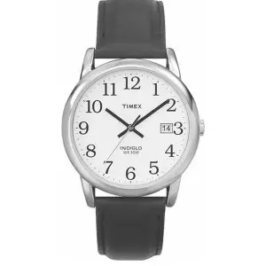 Timex Indiglo Watch with Date Chrome with Leather Band