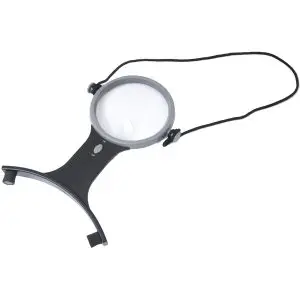 2X with 4X Bifocal Around-the-Neck Magnifer with Light, 4 Inch Lens