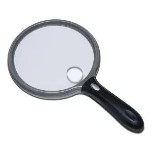 Carson 2X LED Handheld Magnifying Glass with 6X Bifocal Spot Lens – 5 Inch Reading Magnifier