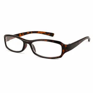 Tortoise shell reading glasses with rectangular full-frame lenses