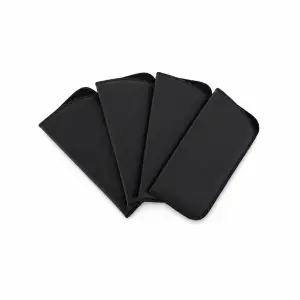 Four black faux leather eyeglass slip cases with padded protective lining