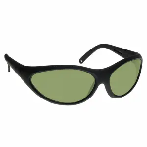 Green wraparound sunglasses with black frame