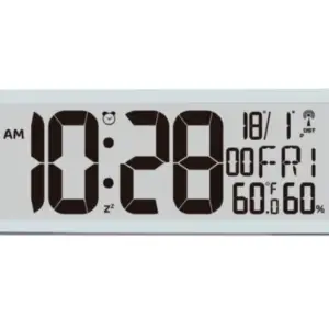 Atomic Digital Clock with Temperature & Humidity – Large 2” Time Digits, Calendar Display,