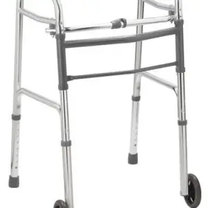 Adult One-Button Folding Walker with 5" Wheels – Lightweight Aluminum Mobility Walker