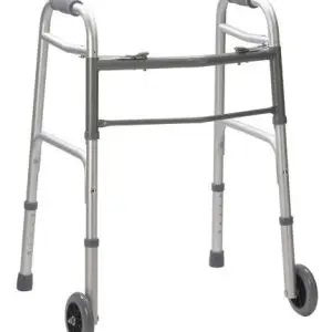 Adult Two-Button Adjustable Folding Walker with 5″ Wheels – Lightweight Mobility Support