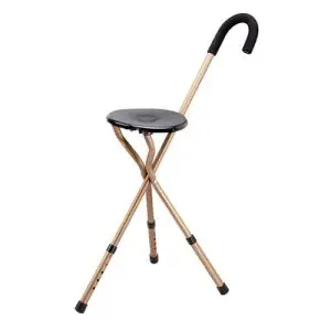 Adjustable Seat Cane with Tri-Leg Seat Portable Walking Cane with Built-In Seat