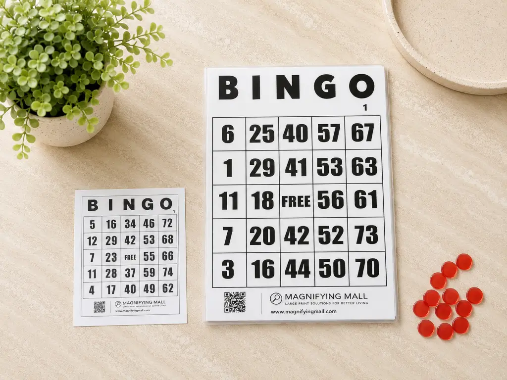 size comparison extra large bingo card