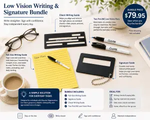 writing bundle informative graphic for low vision
