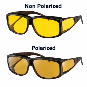 Polarized and non-polarized yellow filter glasses comparison