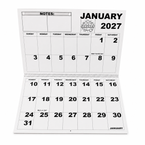 Large print 2027 calendar for wall