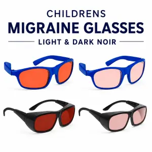NoIR children’s migraine glasses with Light Topaz and Dark Topaz pediatric lenses